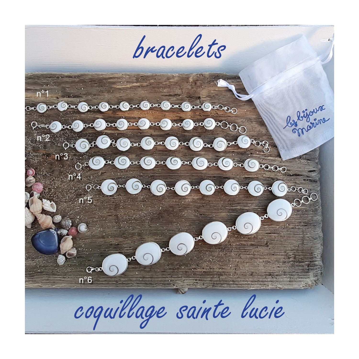 Bracelet coquillage Sainte Lucie n°1 - SBR001 Bracelet coquillage Sainte Lucie n°1 - SBR001