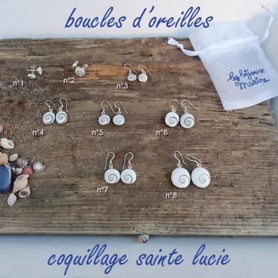 Boucle d'oreille pendante coquillage Sainte Lucie ovale 10*12mm - SBO007