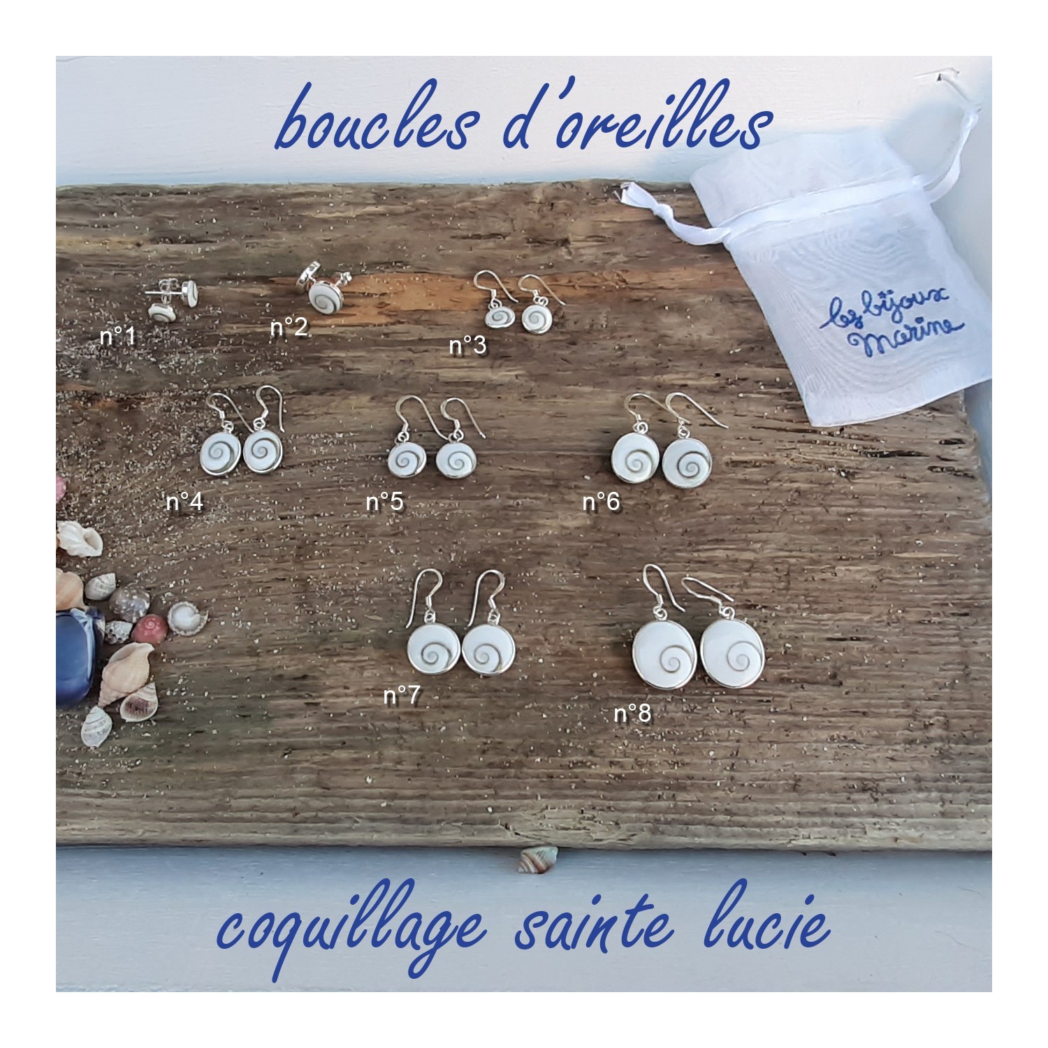 Boucle d'oreille pendante coquillage Sainte Lucie ovale 10*12mm - SBO007 Boucle d'oreille pendante coquillage Sainte Lucie ovale 10*12mm - SBO007