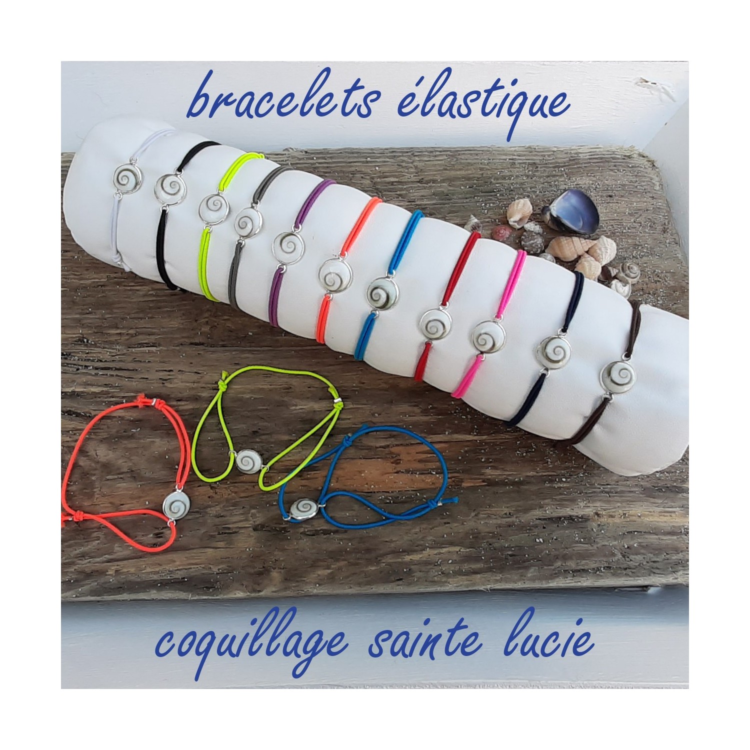 Bracelet élastique coquillage Sainte Lucie - SBR009