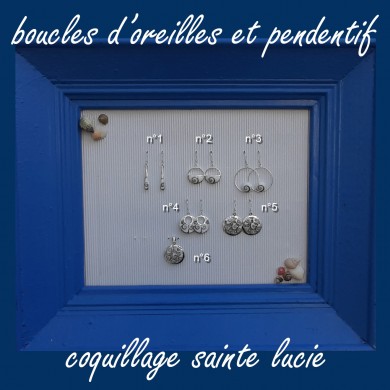 Boucle d'oreille pendante coquillage Sainte Lucie ovale 10*12mm - SBO007