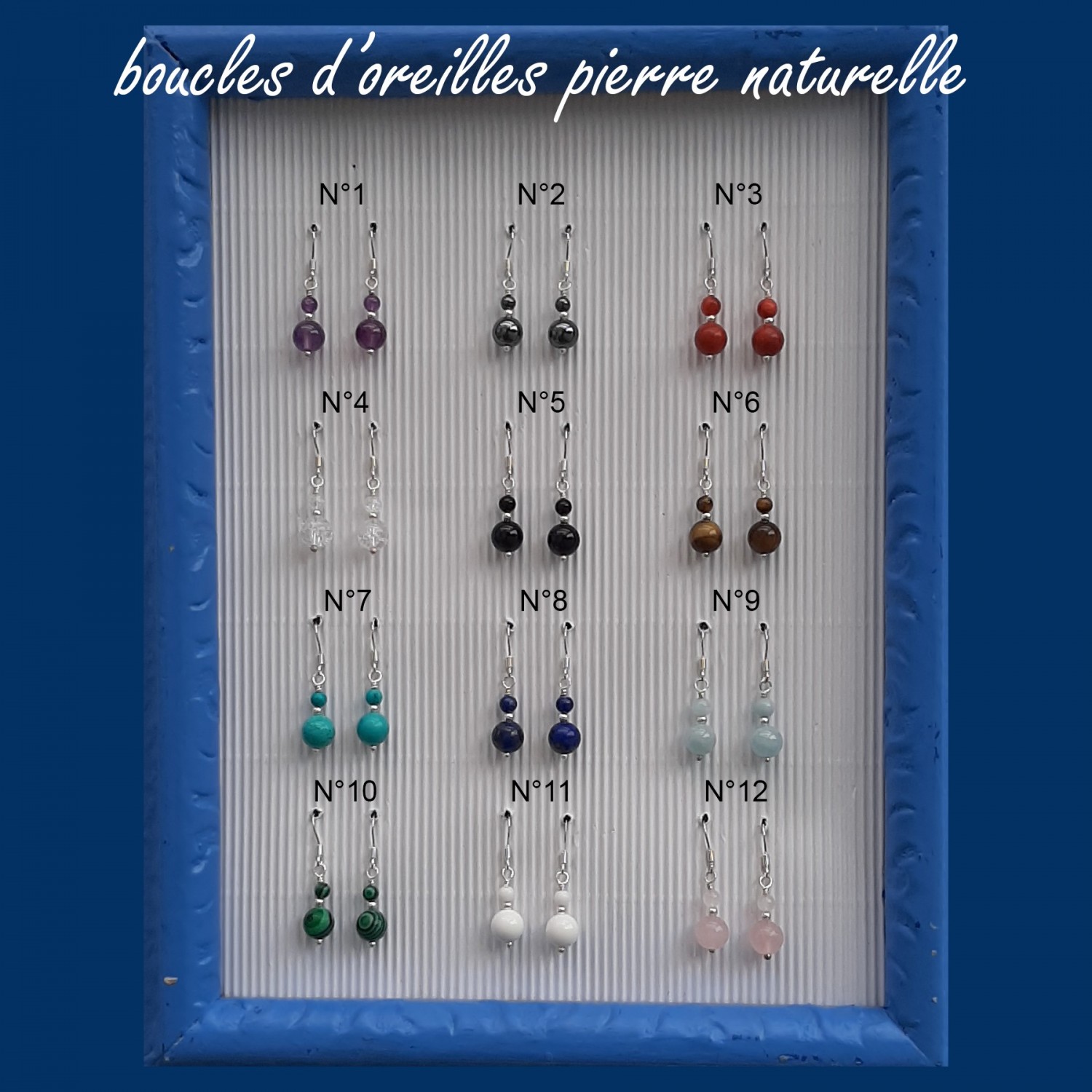 Boucle d'oreille Pierre Naturelle Semi Précieuse, Création - BOP011 Boucle d'oreille Pierre Naturelle Semi Précieuse, Création - BOP011