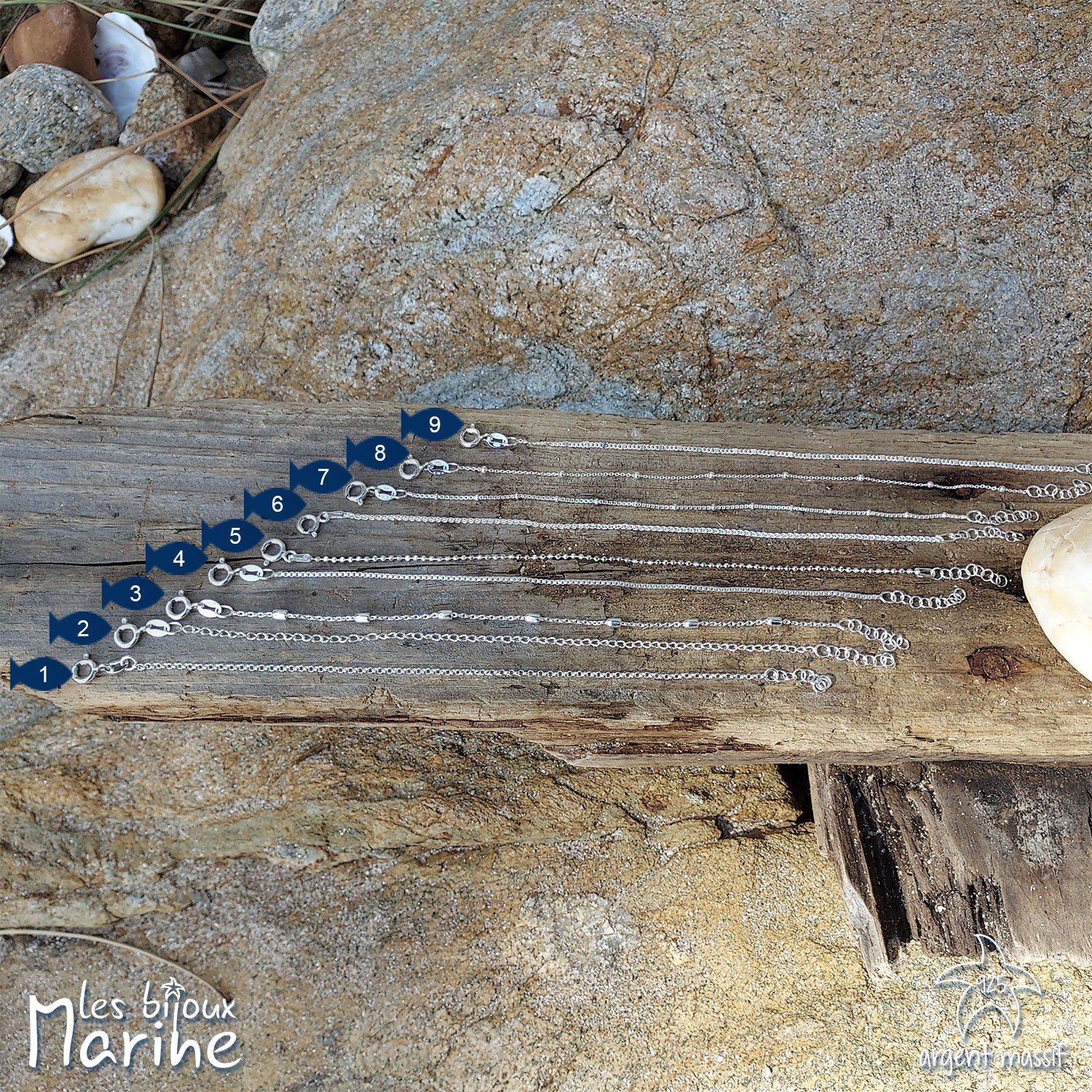Bracelets chaîne en argent massif Bracelets chaîne en argent massif
