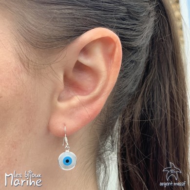 Boucles d'oreilles œil bleu