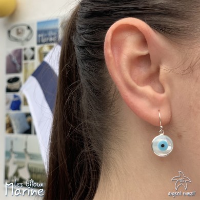 Boucles d'oreilles œil bleu