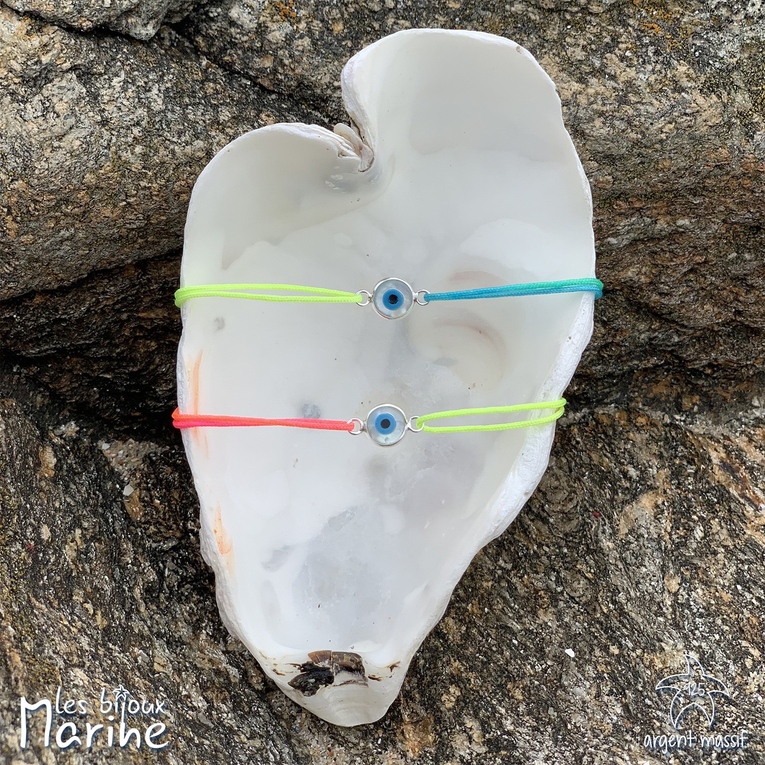 Bracelet coton color œil bleu Bracelet coton color œil bleu