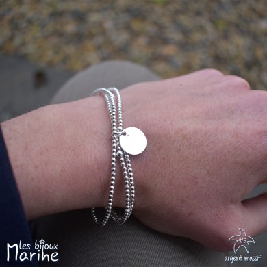 Bracelet triple tag en argent massif