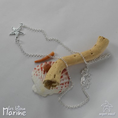 Collier Ras Du Cou étoile De Mer - Velours Et Cuir, Pendentif Argenté - Bijou Fantaisie Boho Et Vintage