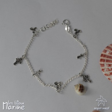 Bracelet pampilles Triskel/Hermine/Croix celtique