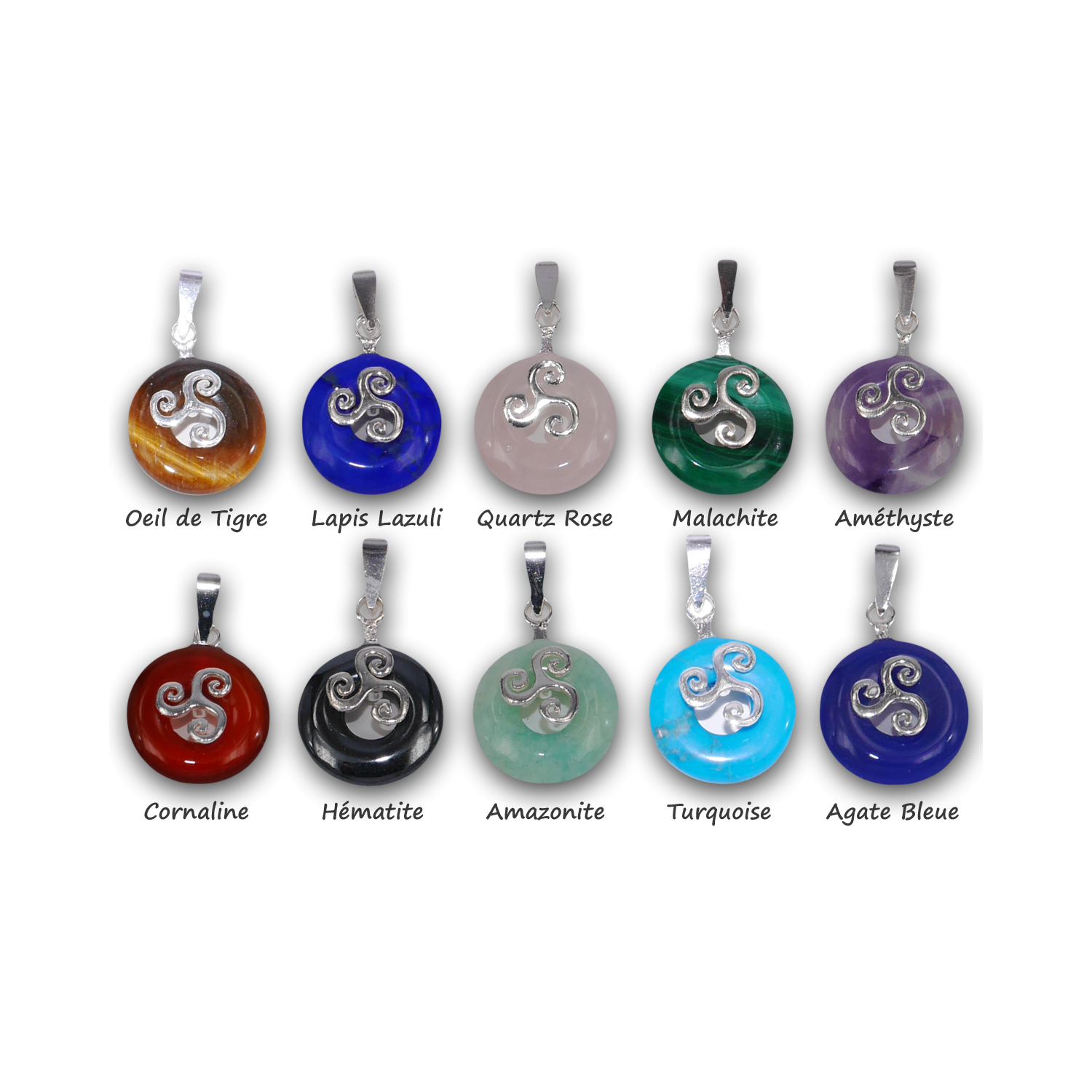 Pendentif Triskell Pierre Naturelle Semi Précieuse - PET001 Pendentif Triskell Pierre Naturelle Semi Précieuse - PET001