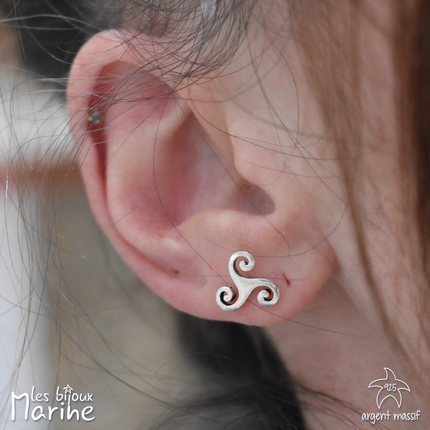 Boucles d'oreilles clous Triskel lisse