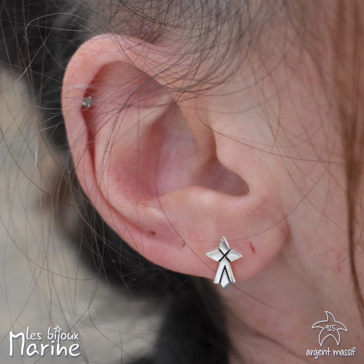 Boucles d'oreilles clous Hermine