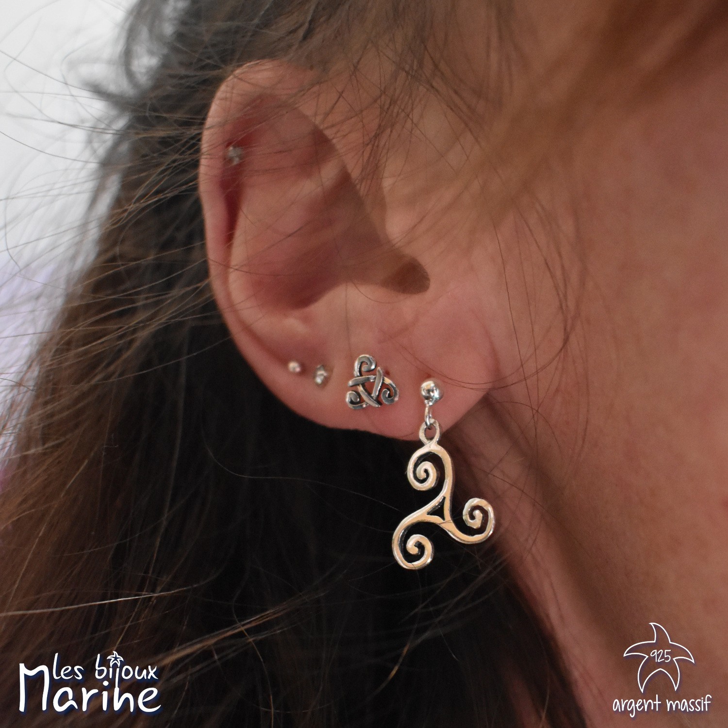 Boucles d'oreilles pendantes Triskel