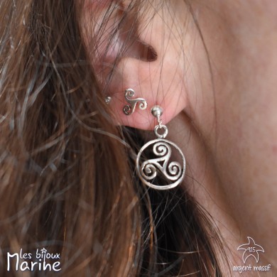 Boucles d'oreilles pendantes Triskel cerclé