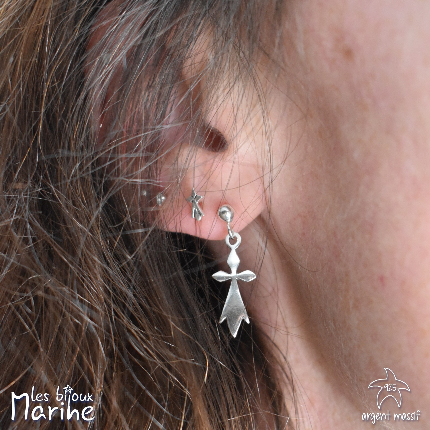 Boucles d'oreilles pendantes Hermine