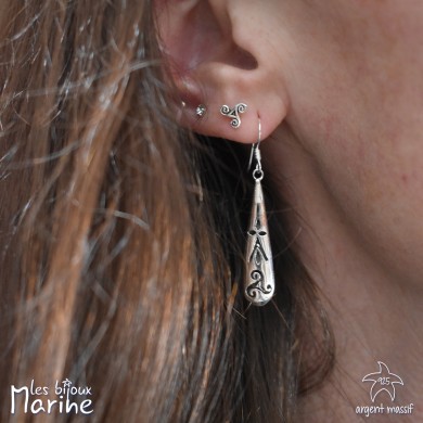 Boucles d'oreilles pendantes Triskel gouttes