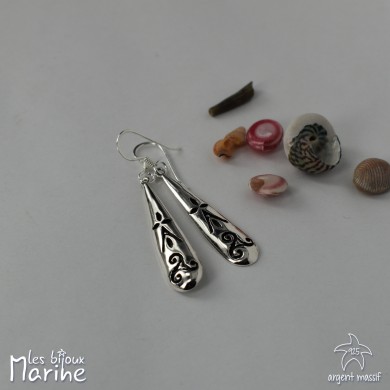 Boucles d'oreilles pendantes Triskel gouttes