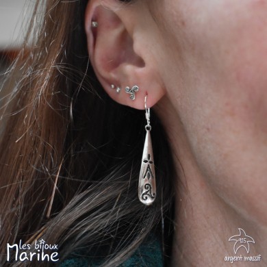 Boucles d'oreilles pendantes Triskel gouttes