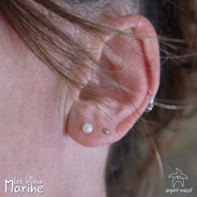 Clous d'oreilles perle d'eau douce 3mm