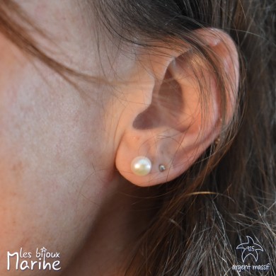 Clous d'oreilles perle d'eau douce 6mm