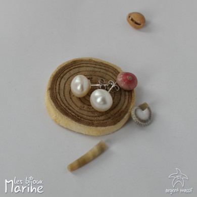 Clous d'oreilles perle d'eau douce 12mm