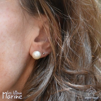 Clous d'oreilles perle d'eau douce 12mm