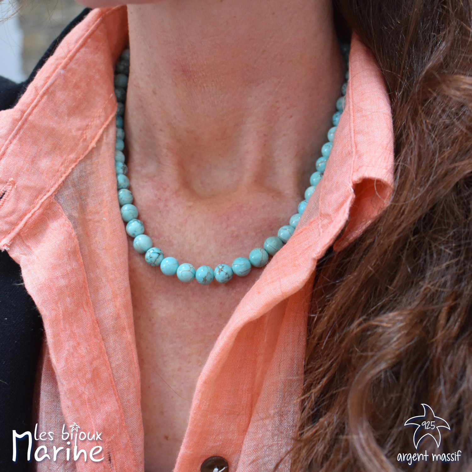 Collier turquoise 8mm