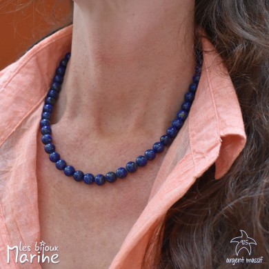 Collier lapis-lazuli 8mm