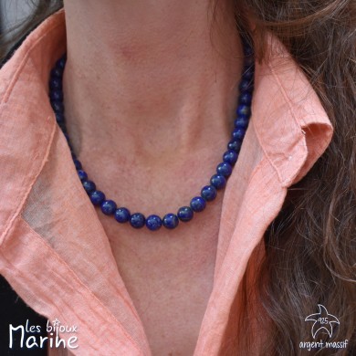 Collier lapis-lazuli 8mm