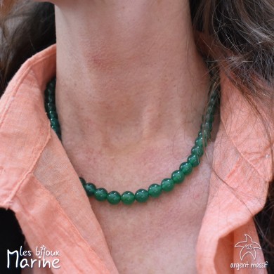 Collier agate verte 8mm