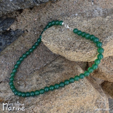 Collier agate verte 8mm