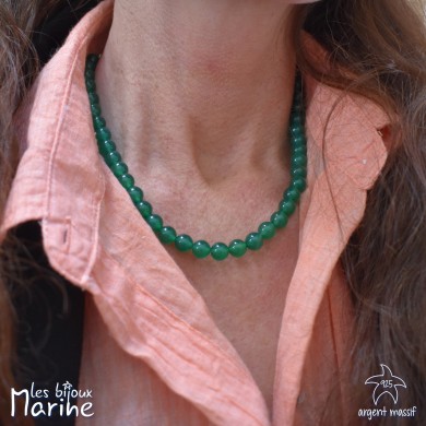 Collier agate verte 8mm