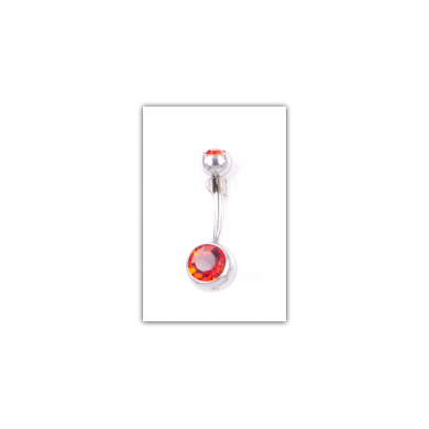 Piercing nombril Strass double rouge - PER007