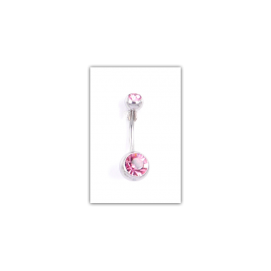 Piercing nombril Strass double rose foncé - PER015