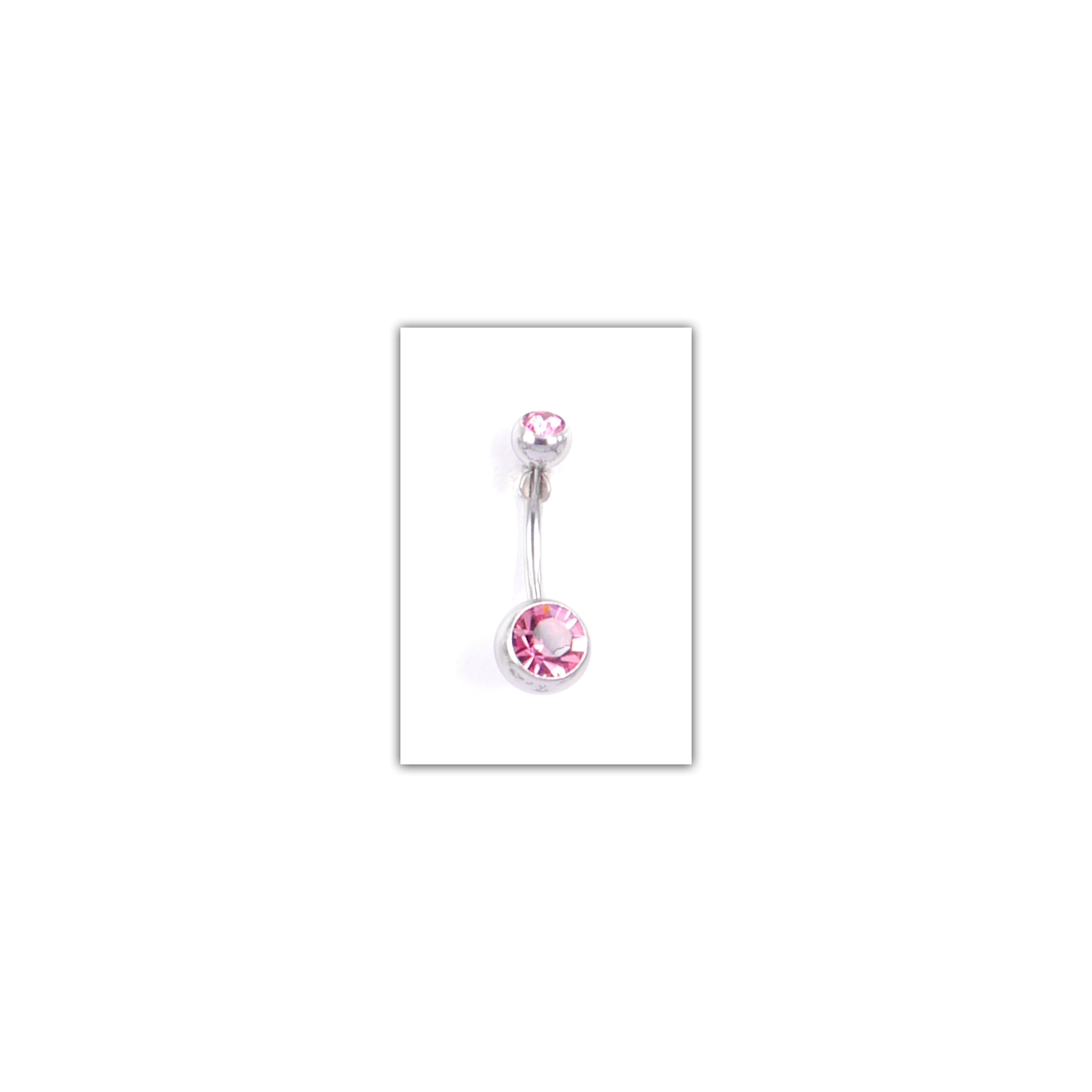 Piercing nombril Strass double rose foncé - PER015 Piercing nombril Strass double rose foncé - PER015