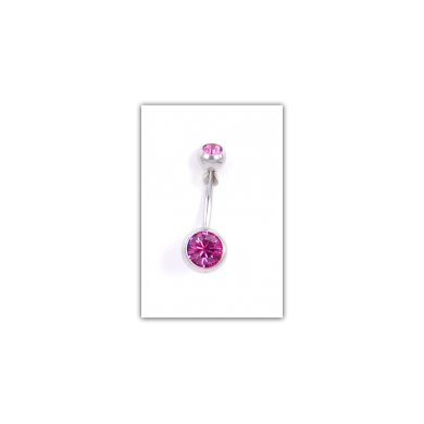 Piercing nombril Strass double fushia - PER021