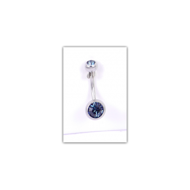 Piercing nombril Strass double bleu gris - PER022