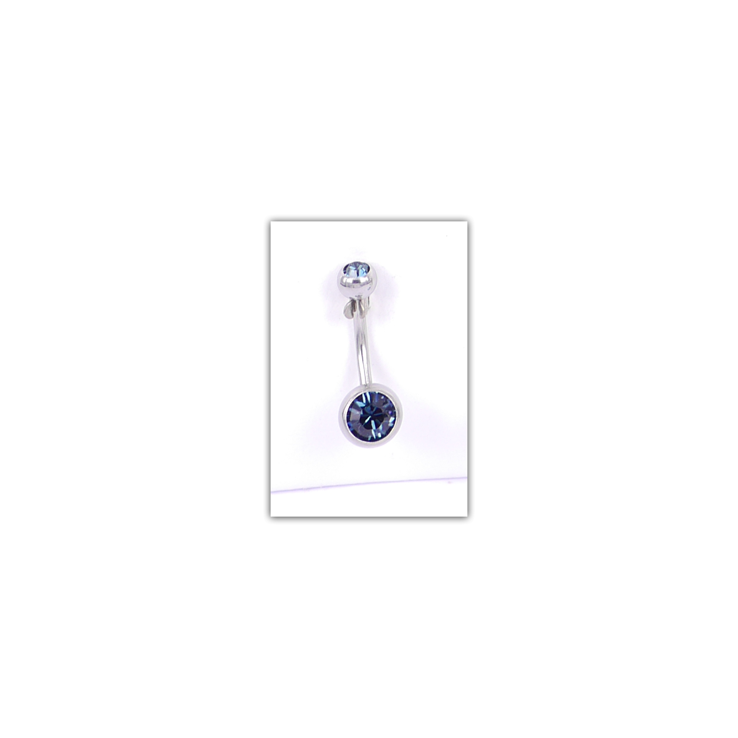 Piercing nombril Strass double bleu gris - PER022 Piercing nombril Strass double bleu gris - PER022