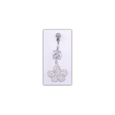 Piercing nombril Strass motif fleur - PER030