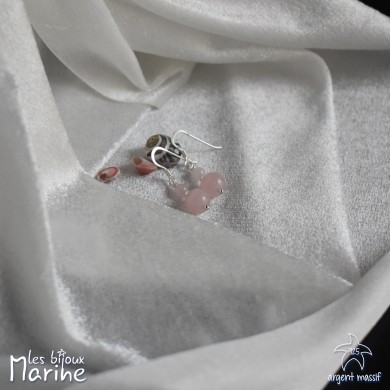 Boucles d'oreilles double Quartz rose