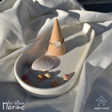 Bague nacre rose et blanche ajustable