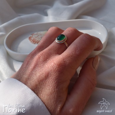 Bague Agate verte ajustable