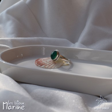 Bague Agate verte ajustable