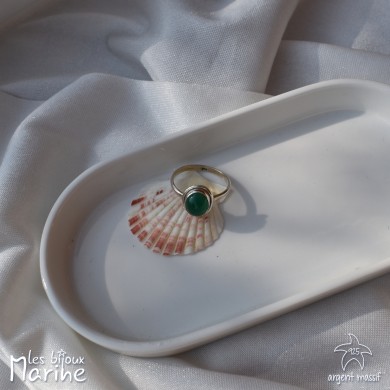 Bague Agate verte ajustable