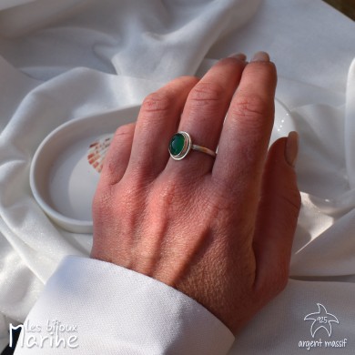 Bague Agate verte ajustable