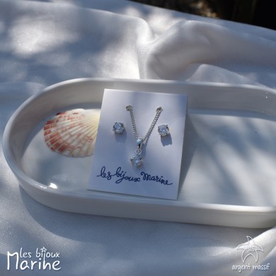 Parure oxyde de zirconium blanc