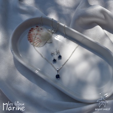 Parure oxyde de zirconium bleu saphir