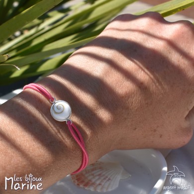 Bracelet Sainte Lucie cordon élastique rose