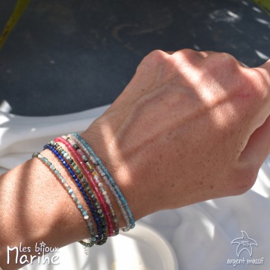 Bracelet agate bleue facetté