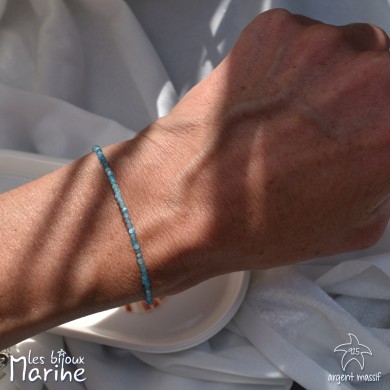 Bracelet agate bleue facetté
